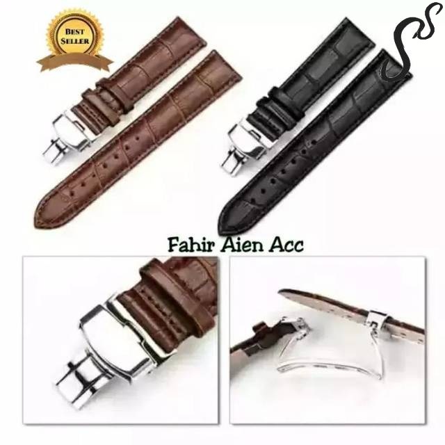 STRAP TALI JAM KULIT BUTTERFLY CLASP BUCKLE UKURAN 18MM LEATHER STRAP BUTTERFLY CLASP BUCKLE 18MM