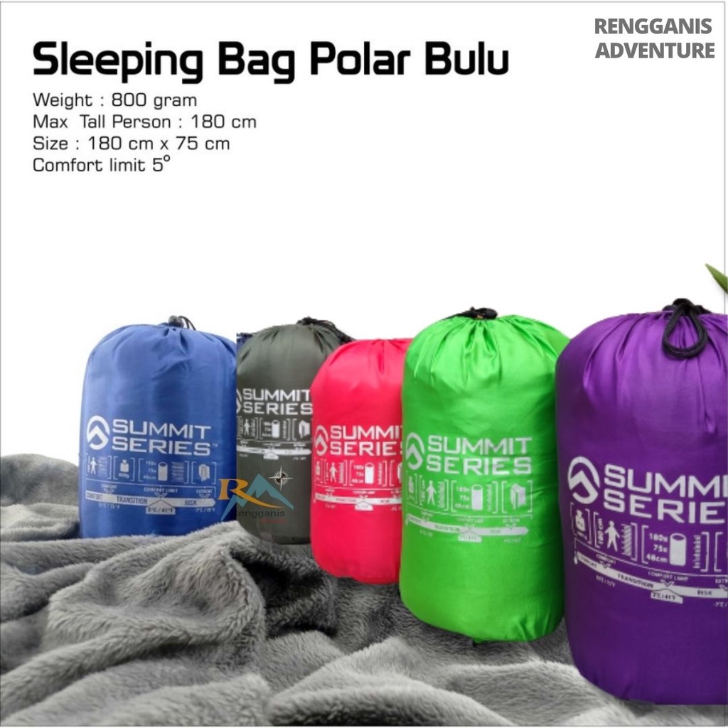 Sleeping Bag Polar Bulu Kantong Tidur Camping SUMMIT SERIES Tebal Hangat Lembut