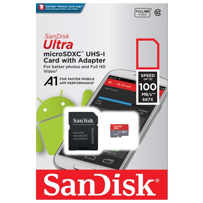 SanDisk Ultra microSDHC Card UHS-I Class 10 (80MB/s) 16GB - 64GB