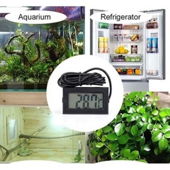 Thermometer mini Digital kabel Probe Waterproof Suhu Aquarium kulkas