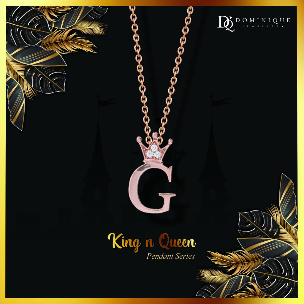 

Dominique Jewellery-Diamond Pendant Kalung Alpha Beta G King & Queen