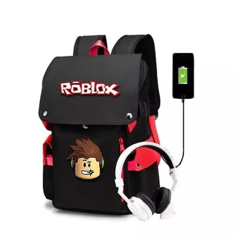 RANSEL ANAK SEKOLAH TAS ROBLOX GAME MUAT LAPTOP UKURAN BESAR BUKU LKS WARNA HITAM COMBINE MERAH