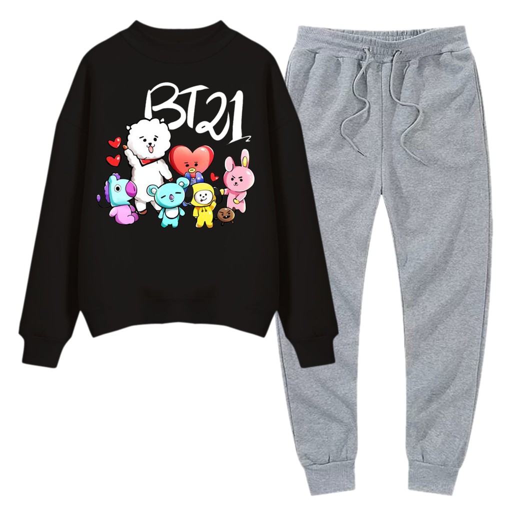 BESS - Baju Setelan Wanita Murah / Setelan Sweater + Jogger Abu - BT BONEKA