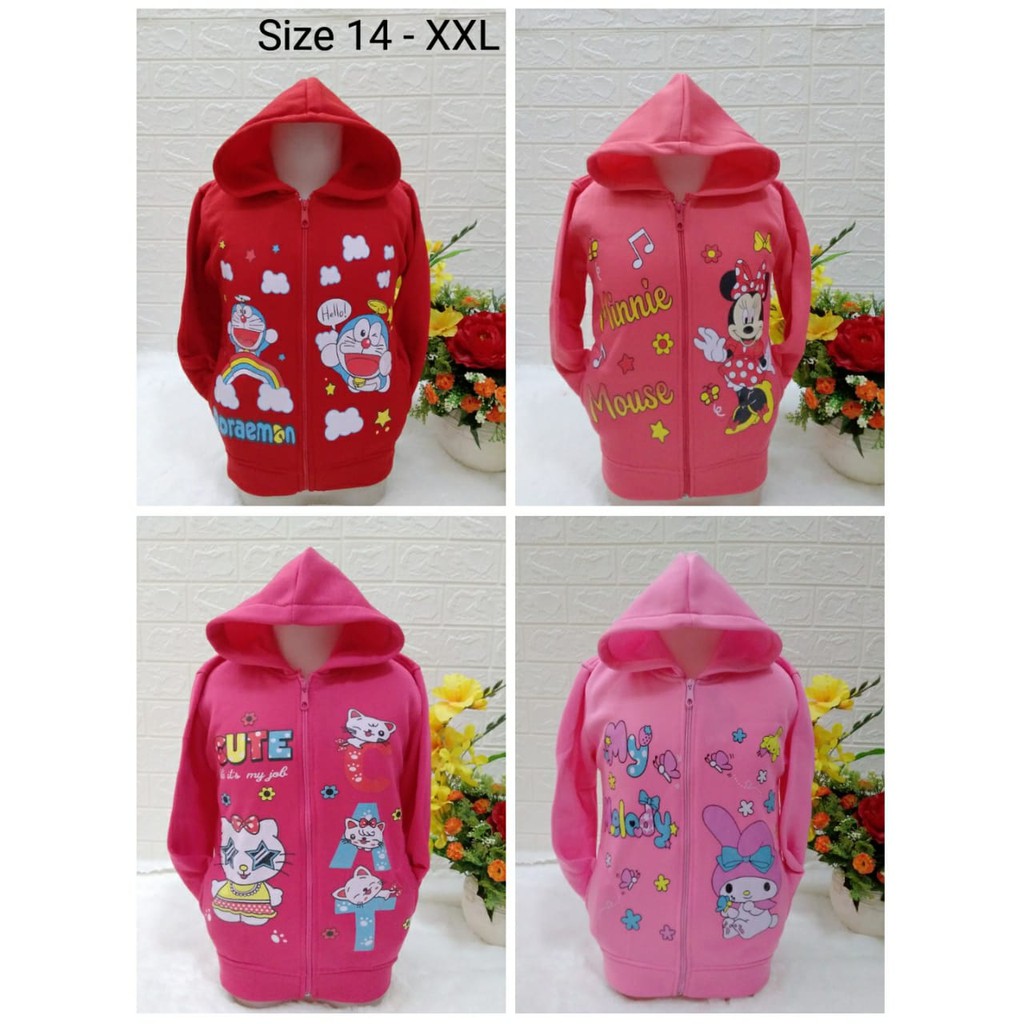 jaket Hoodie anak perempuan/sweater Hoodie anak perempuan/jaket anak perempuan karakter hellokity