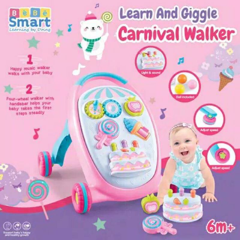 Bebe Smart Learn &amp; Giggle Baby Push Walker Animal Walker, Carnival Walker, Sing Along Walker