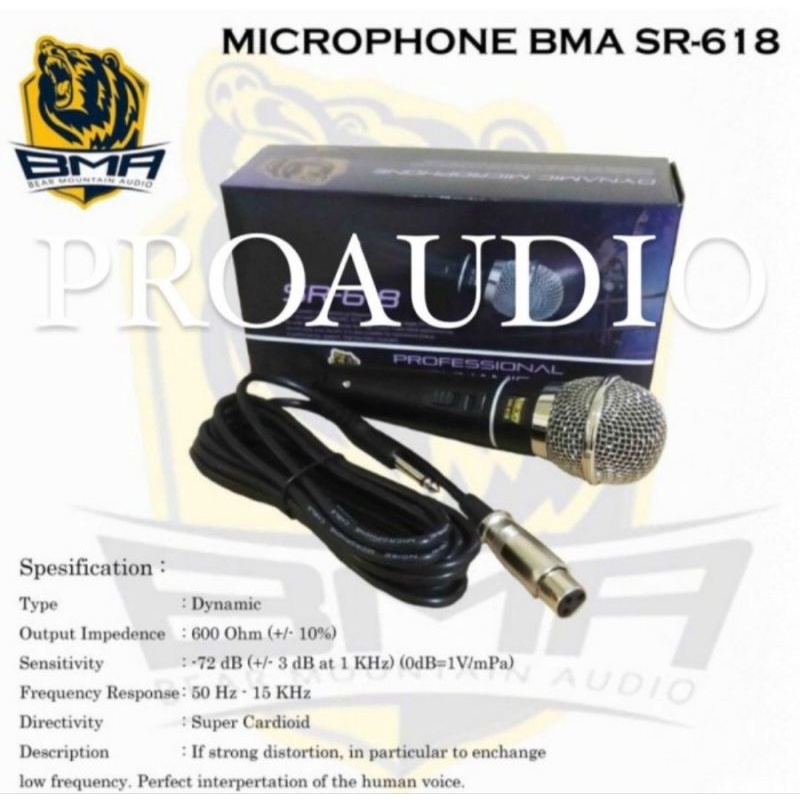 Microphone Mic BMA SR618 Profesional Dinamic Mik SR-168 Karaoke asli