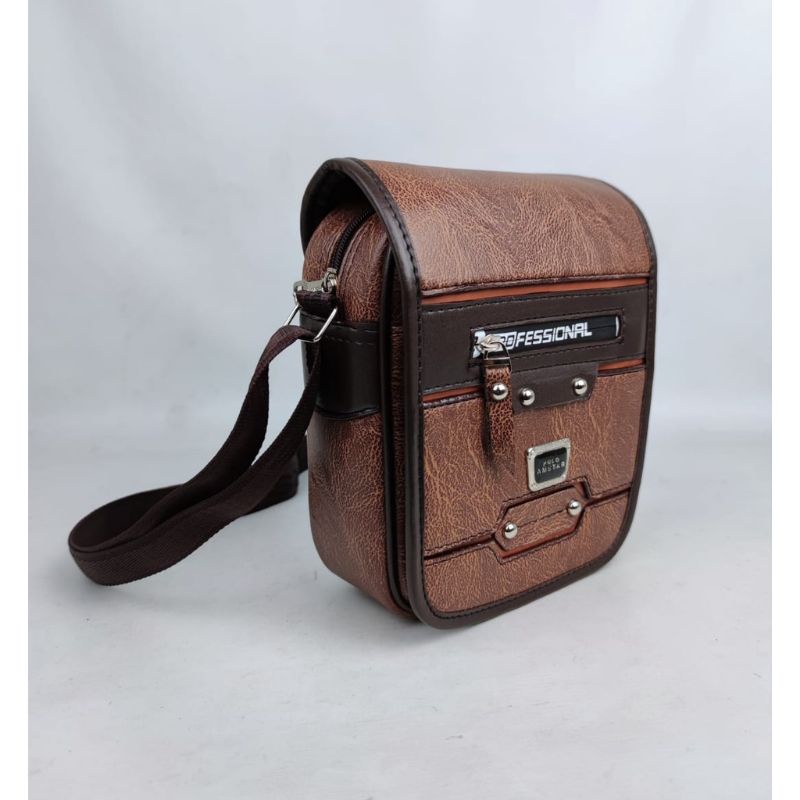 Tas Selempang Pria Kulit PU Leather Polo Amstar  8 Inchi Tas Pria Tas Polo Tas Selempang Terbaru Tas Selempang Waterproof