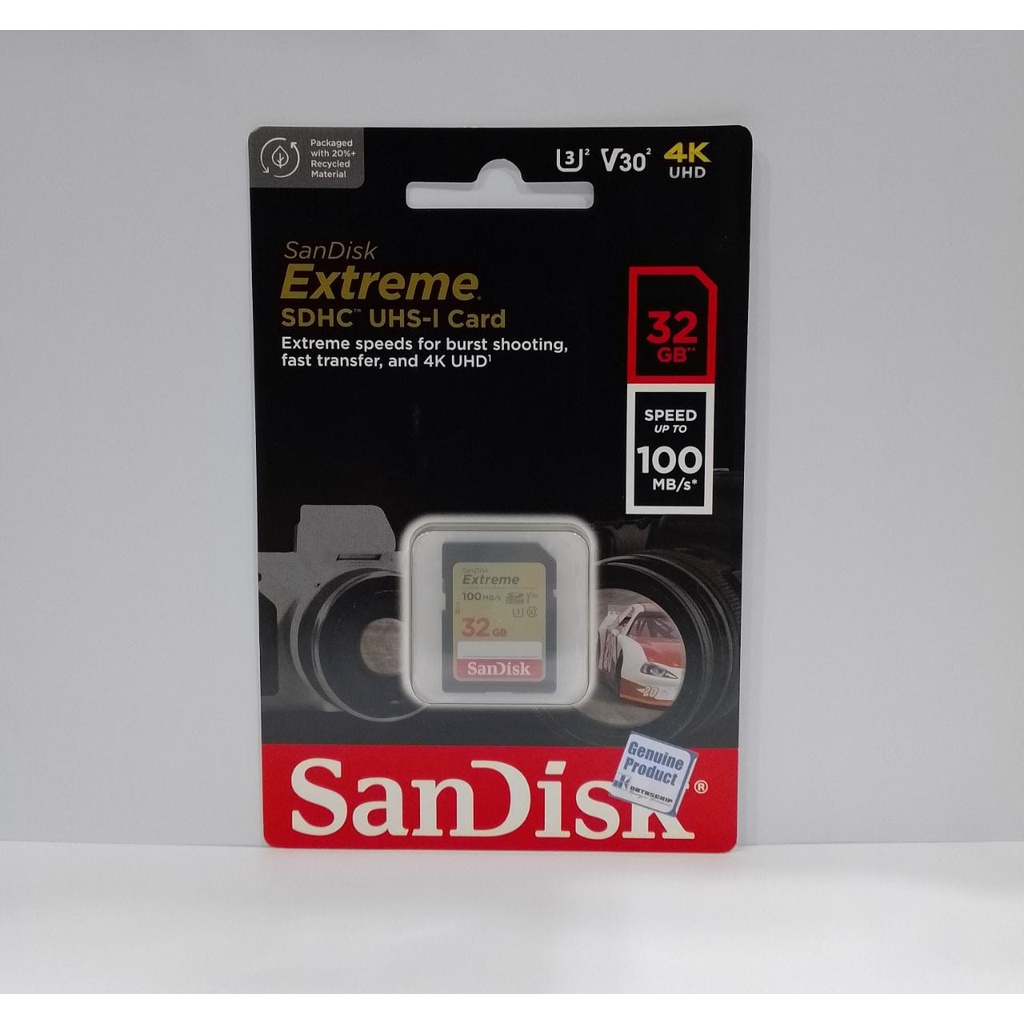 Jual SANDISK SDCARD EXTREME 32GB 100MB/S CLASS 10 - SANDISK SD CARD