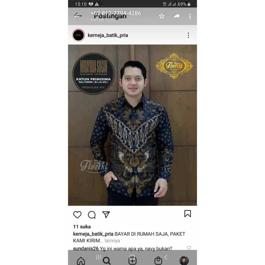 WIRAYUDA SOGAN kemeja batik pria lengan panjang terbaru ORIGINAL BY FLORIST