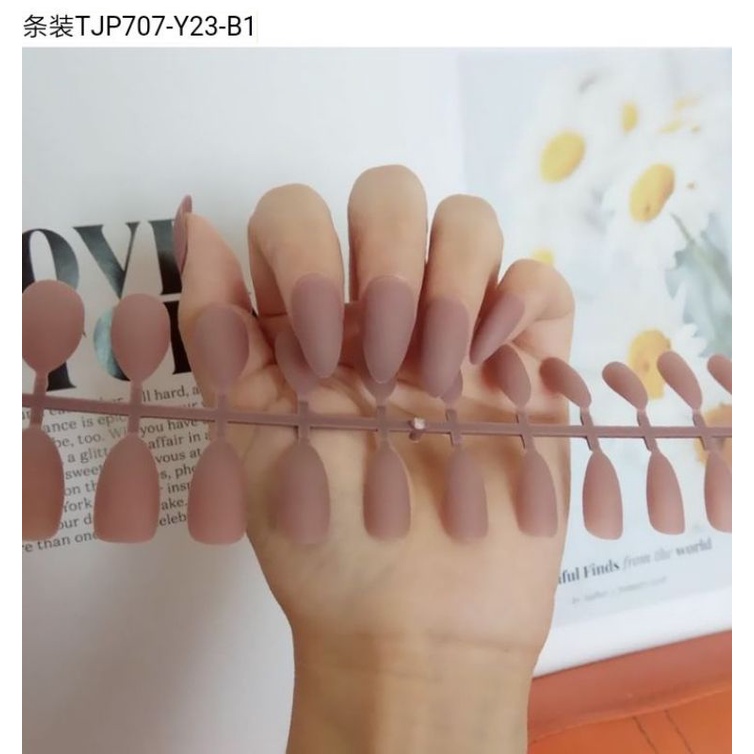 Kuku Palsu polos/False nails Warna doff 24pcs,Doff(blm ada lem)