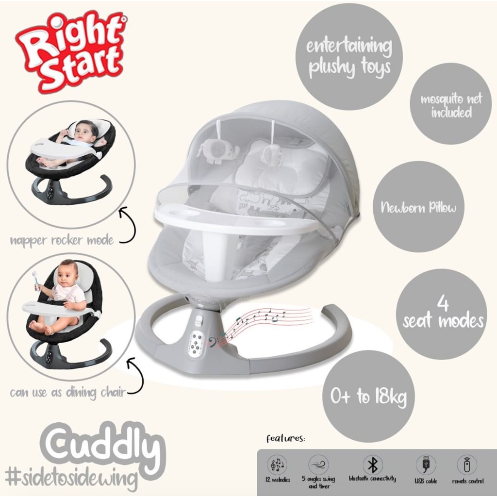 Right Start Cuddly Electric Remote Control Deluxe Baby Swing Ayunan Otomatis Anak Bayi Automatic Bouncer