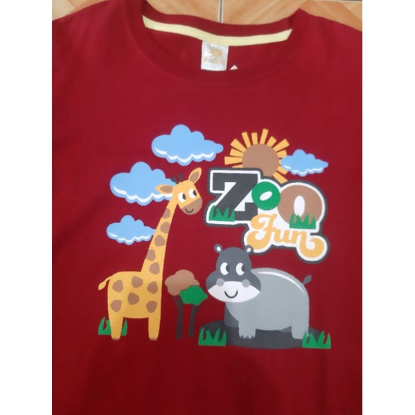 Kaos anak Little M Zoo Fun Maroon