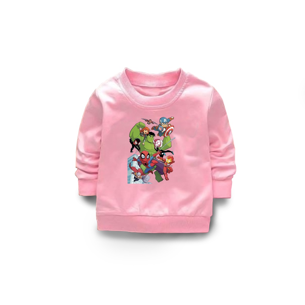 Jaket sweater anak laki - laki usia 2 3 4 5 6 7 8 19 10 tahun / switer crewneck basic anak laki laki perempuan karakter hero hulk