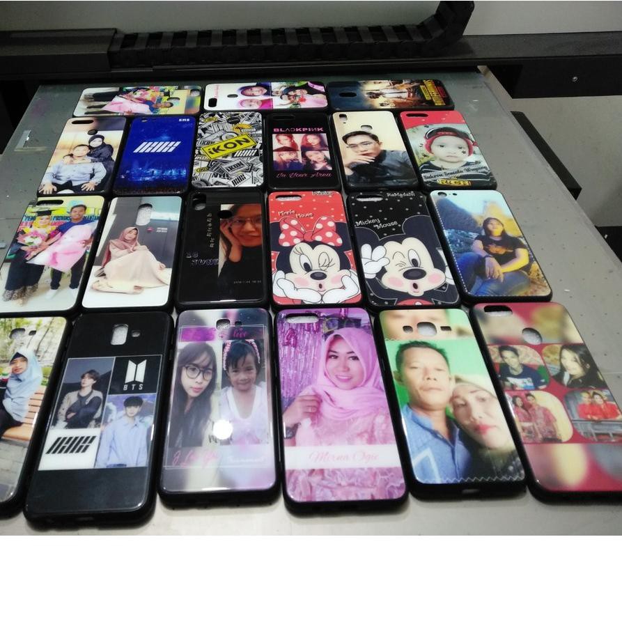 Custome Case Glass Glossy ( Bahan Kaca Anti Lecet) For  IPHONE/ XIAOMI/SAMSUNG/OPPO/VIVO