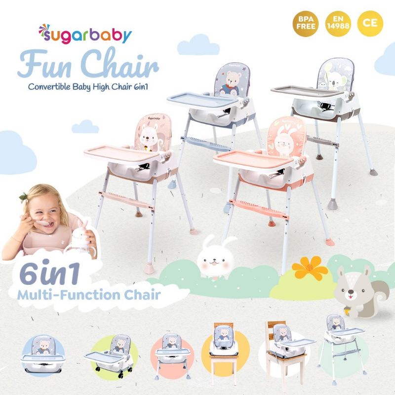 Sugarbaby Fun Chair (Convertible Baby High Chair 6in1) KURSI MAKAN BAYI SUGAR BABY MY CHAIR BABY BOOSTER HIGH CHAIR Sugarbaby Fun Chair (Convertible Baby High Chair 6in1) Kursi Makan Bayi Hogh Chair Sugar baby