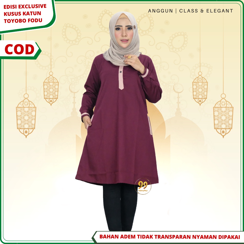 Baju Atasan Tunic Tunik Wanita Remaja Dewasa Terbaru Kekinian Bahan Katun Toyobo Premium Santri B14