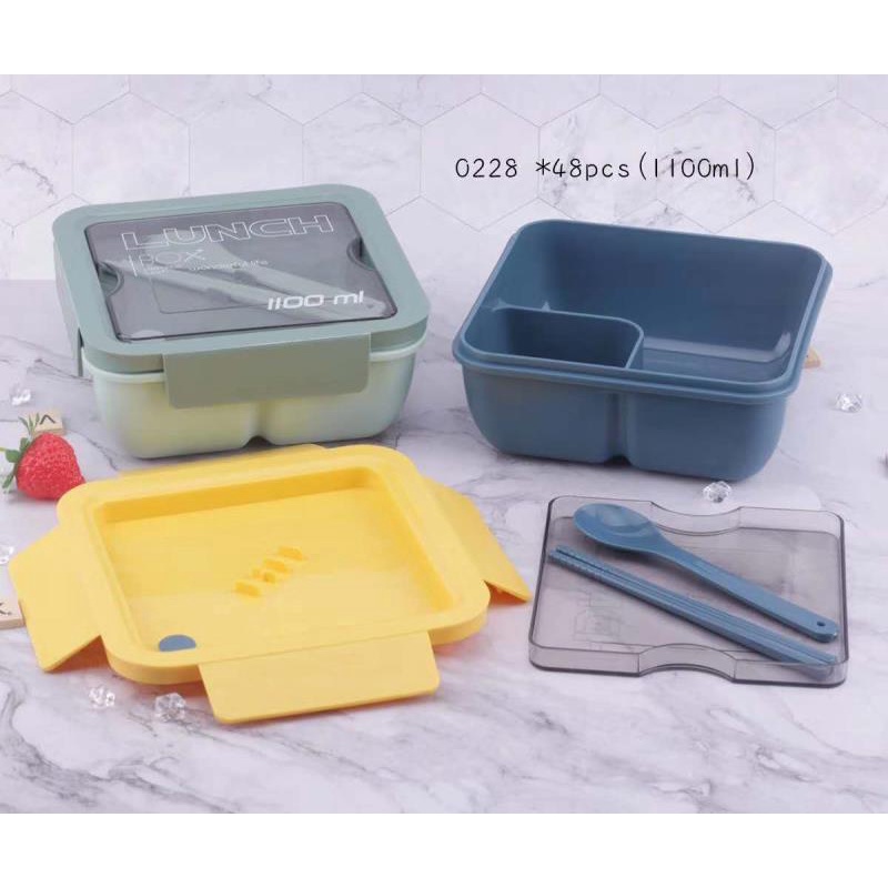 S13 Kotak Makan Transparant Bento Box 1100ml / Tempat Makan Lunch Box 3 in 1 BPA FREE