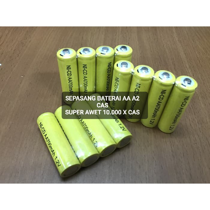 G272 Baterai baterry batere batu cas casan AA A2 charge charger Batre Rechargeable battery elektronik elektrik jam remote digital universal multifungsi original  Harga adalah 2 pcs baterai A2 cas1.2Volt * Baterai Ni-MH cas * Kapasitas minimal 700