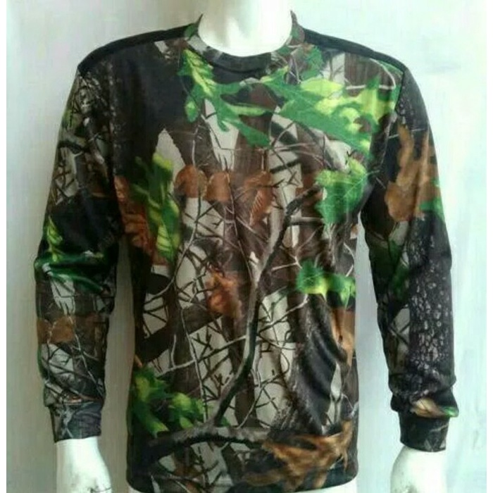 Kaos loreng camo hodie lengan panjang