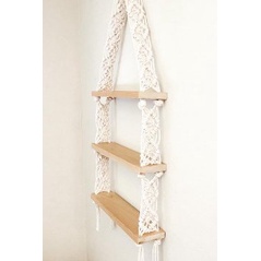 READY STOK) macrame Rak kayu susun 3/ macrame ambalan/ rak buk/ Dekorasi rumah