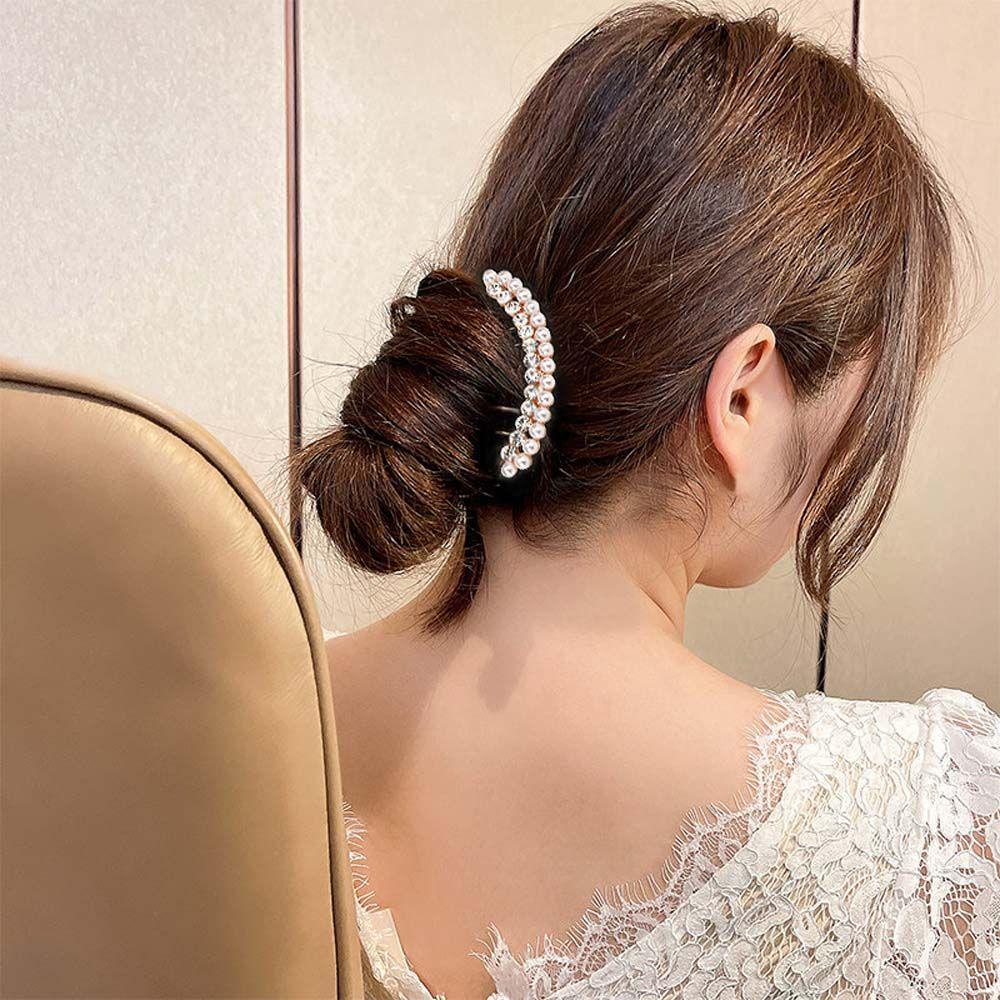 Needway   Wanita Jepit Rambut Pengantin Trendi Elegan Mutiara Jepit Rambut Untuk Perempuan Berlian Imitasi Hair Stick