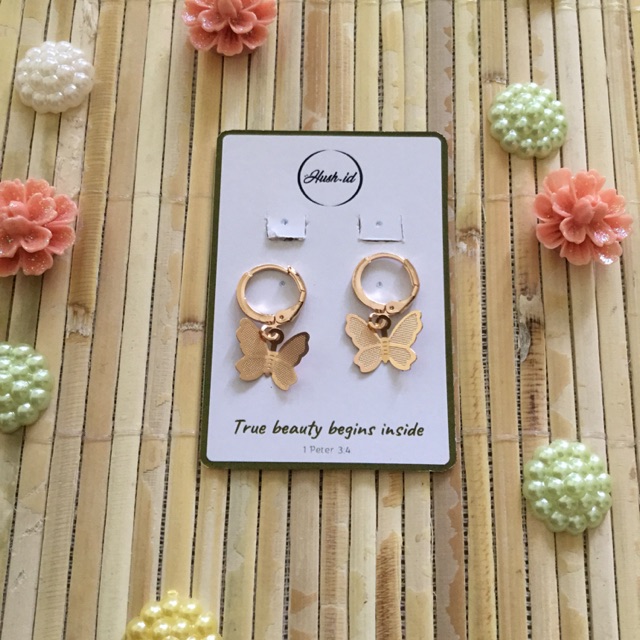 Anting Korea Butterfly/Giwang Korea/Anting alloy/Anting Pesta Premium/Anting Kupu-kupu/Anting Pesta