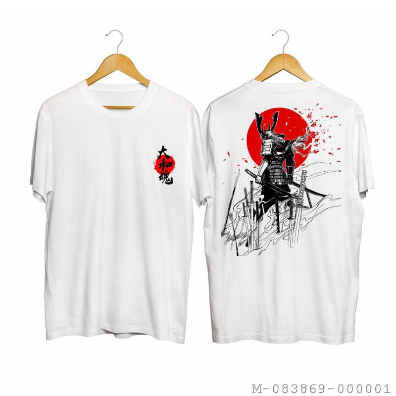 BAJU DISTRO  / KAOS DISTRO | BAJU DISTRO SAMURAI / MOTIF SAMURAI | WARNAH PUTIH & HITAM