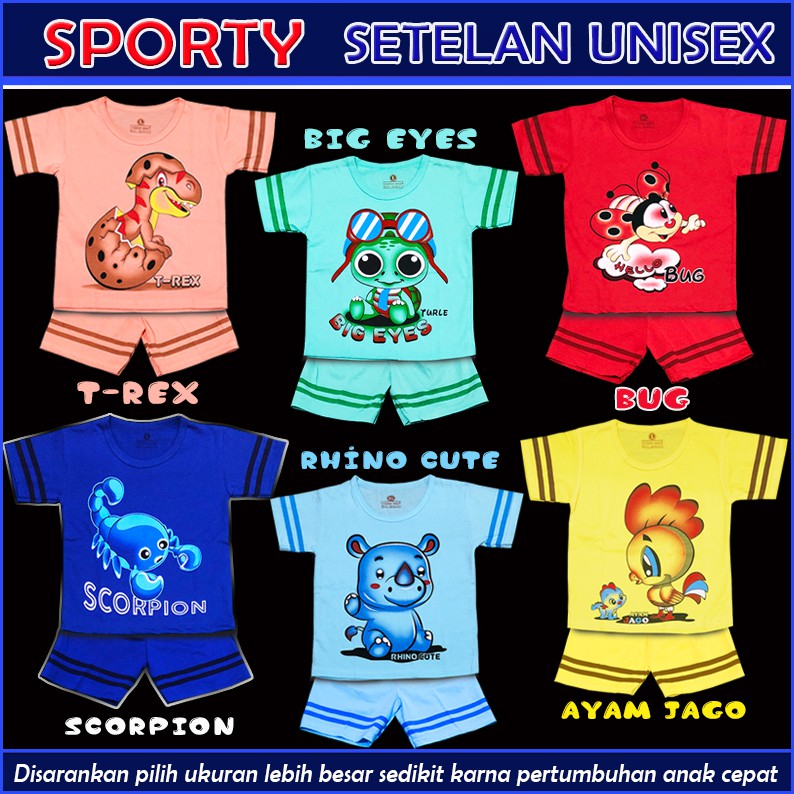 SETELAN KAOS ANAK 1-8 TAHUN - UNISEX SPORTY