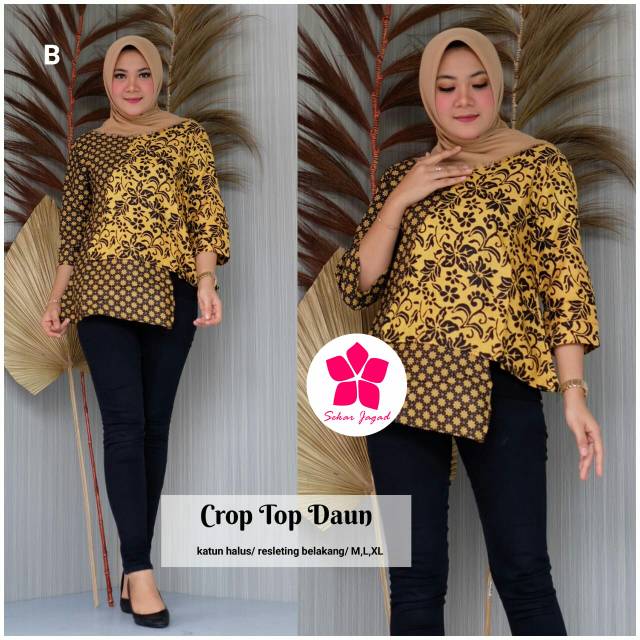 Blus batik Crop top daun by sj 2-5