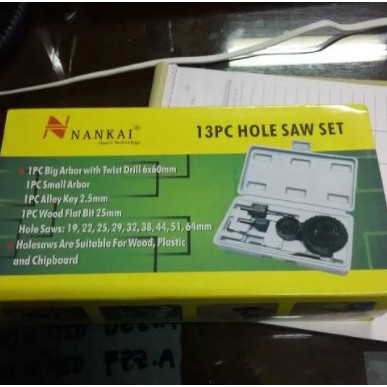 Hole Saw Kit Holesaw Kit Mata Bor Pelubang Kayu Nankai 13 pcs SET