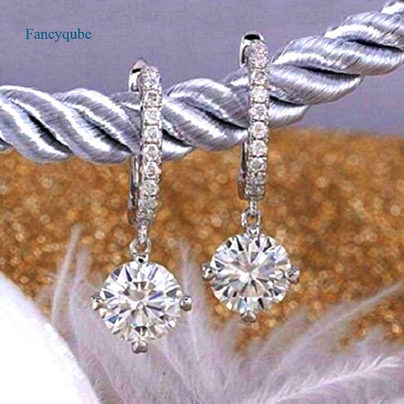 Fancyqube Anting Juntai Cubic Zirconia Model Simple Untuk Wanita