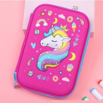

Tempat pensil unicorn kotak pensil pensil case hardtop 3D unicorn lucu Terbaru