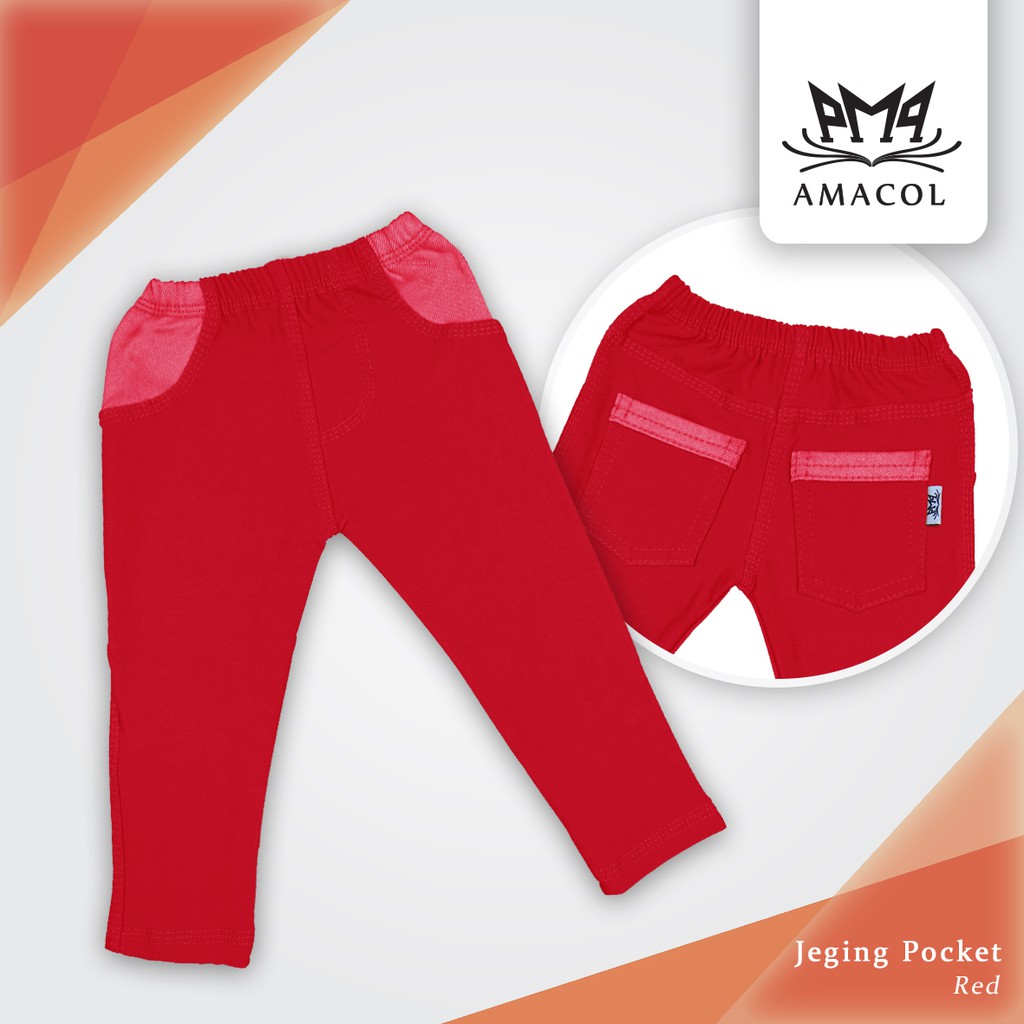 Amacol Celana Jegging Pocket Anak by Amacol (Merah)