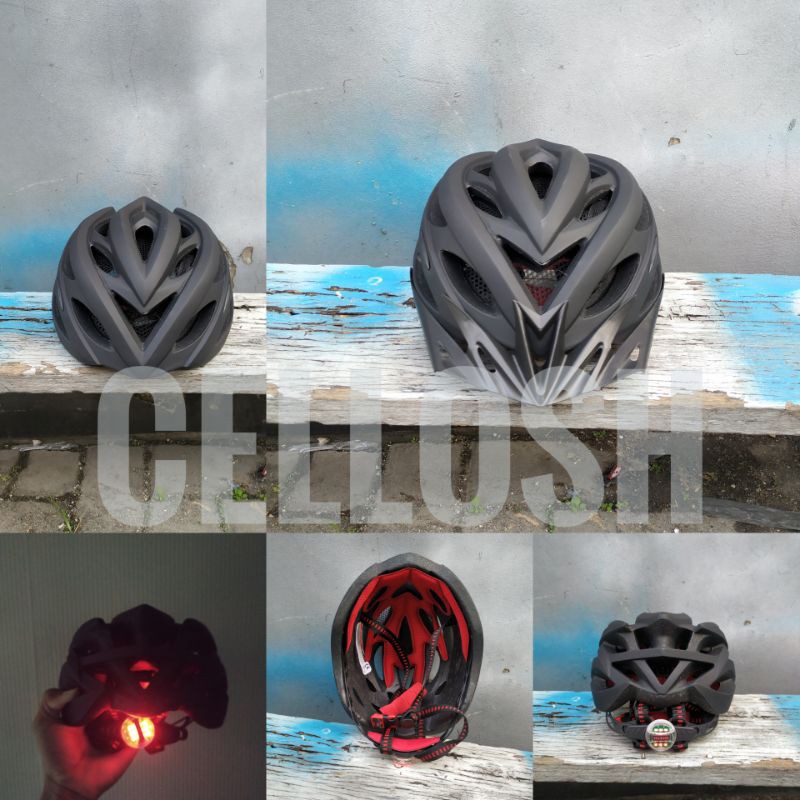 Helm Sepeda EPS PVC Shell dengan Lampu Backlight - 1105 - Black