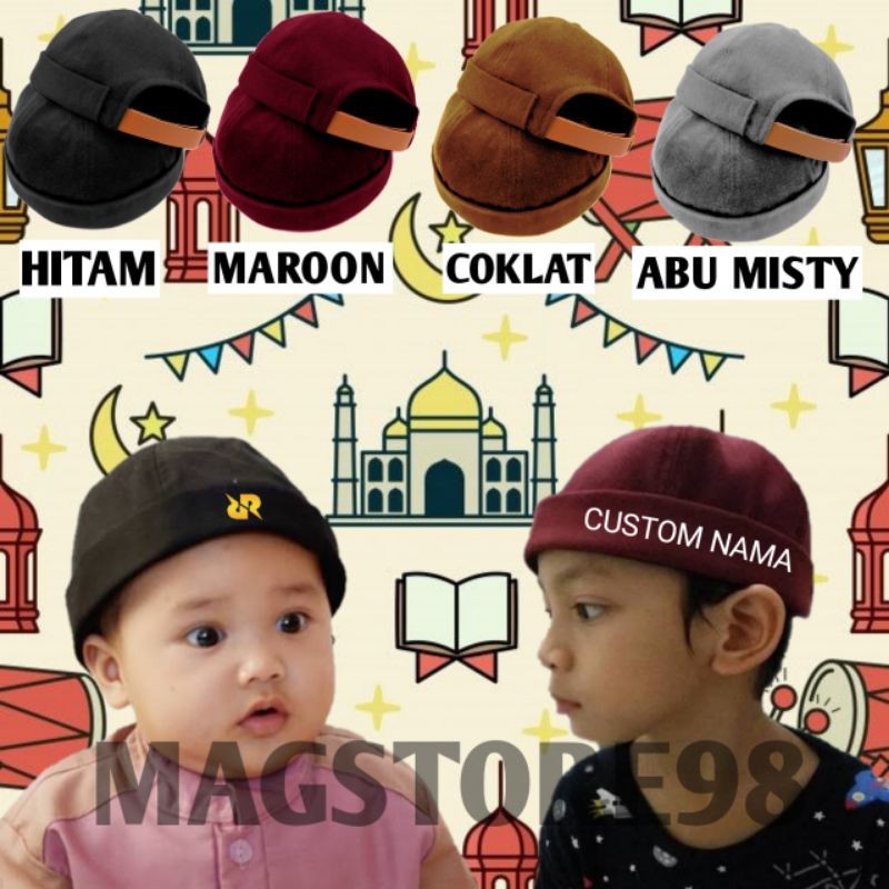Mikihat anak peci anak/topi anak/Peci UAS /logo RRQ/Custom nama