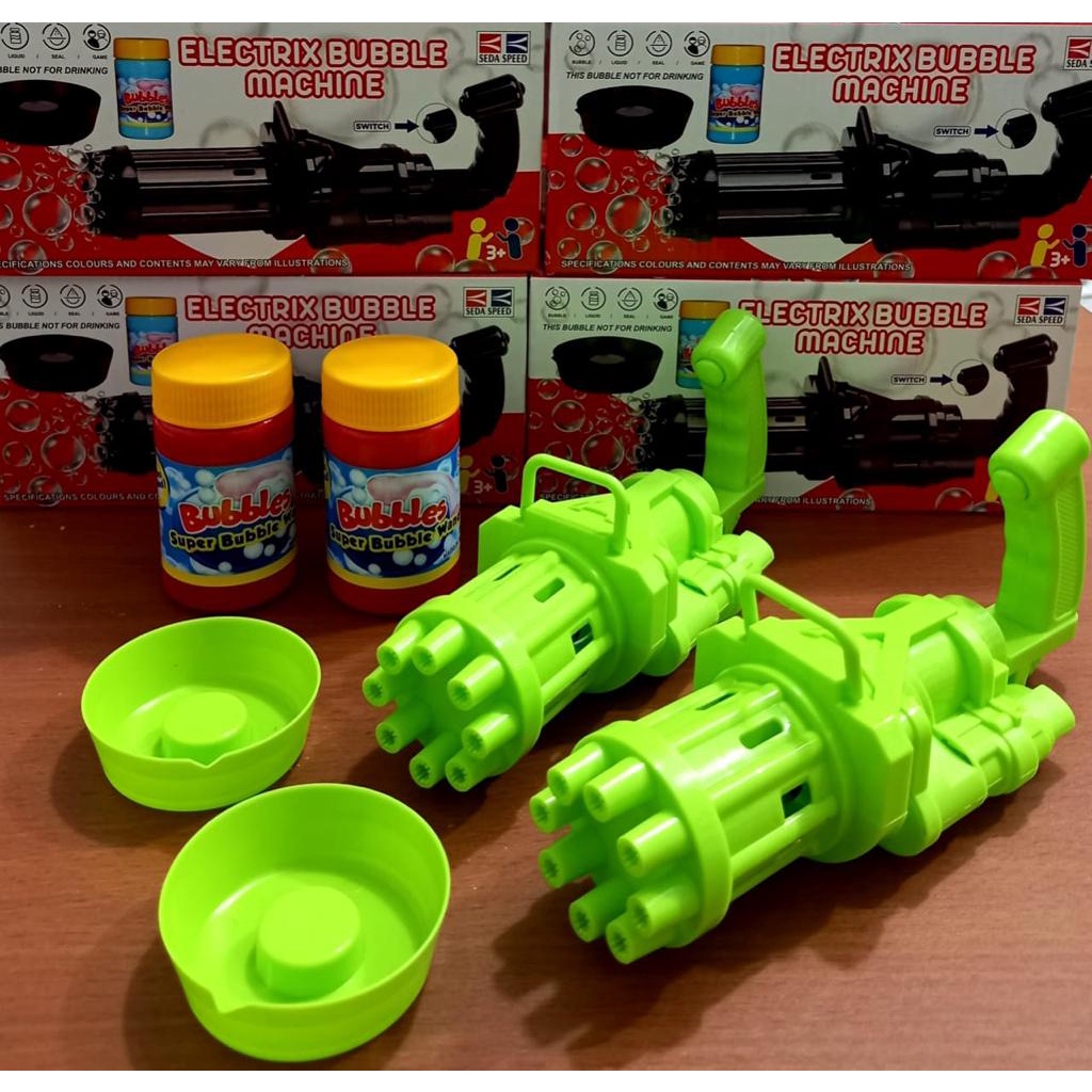 Elctric gatling bubble machine automatic blow summer soap water magic outdoor fun &amp; sport MAINAN ANAK PISTOL BUBBLE MACHINE PISTOL GELEMBUNG GUN BUBBLE TEMBAKAN BUBBLE