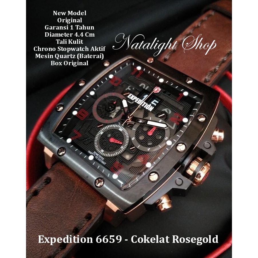 *FREE ONGKIR* JAM TANGAN EXPEDITION 6659 COKELAT ROSEGOLD ORIGINAL *PROMO BRANDED*