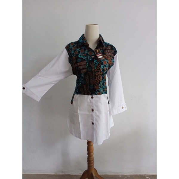 TERMURAH Kemeja Batik Kombinasi Putih