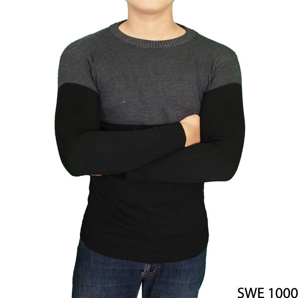 Sweater Polos 2 Warna Rajut Hitam – SWE 1000