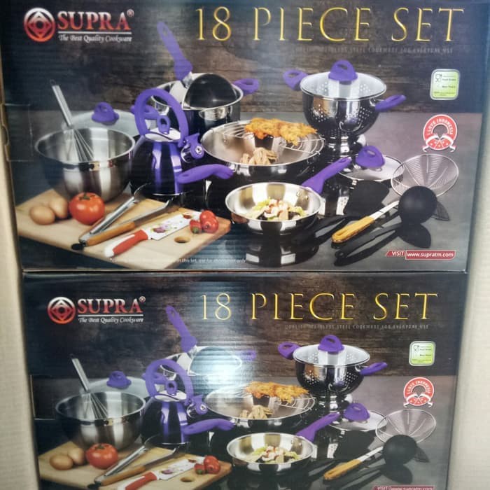 Panci Set Supra 18Pcs - Stainless Steel Body Cookware Set [ORIGINAL]