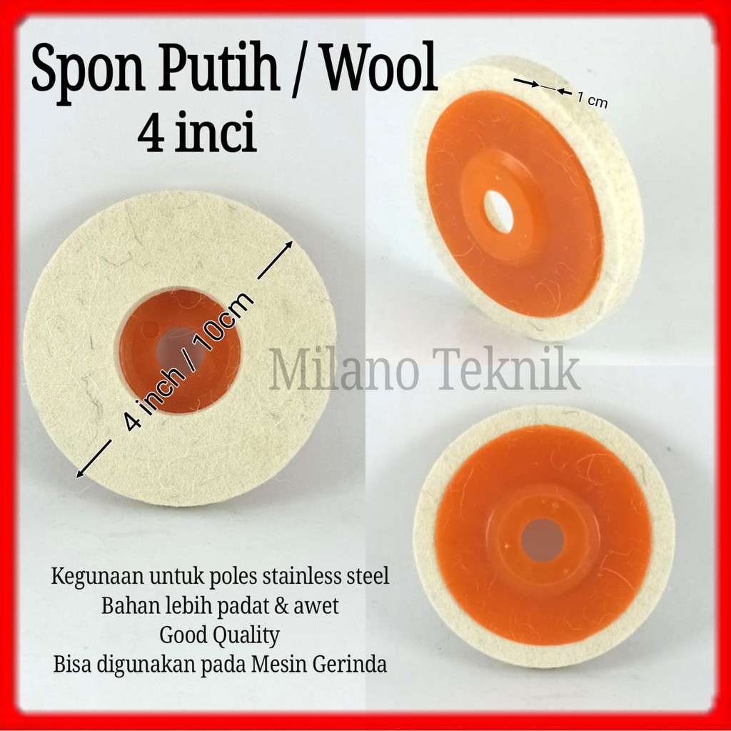 Spon Putih 4&quot; Amplas Gerinda Spon Wool 4 inci poles stainless steel