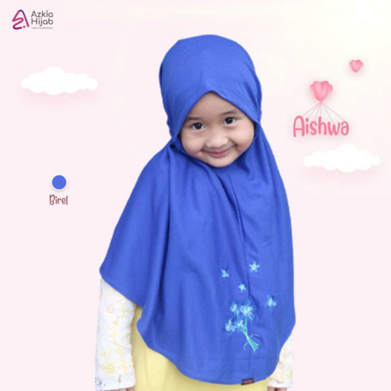 Aishwa || size SS (size 1) jilbab anak / bayi || usia 0 bulan - 6 bulan new azkia hijab-Biru elektrik