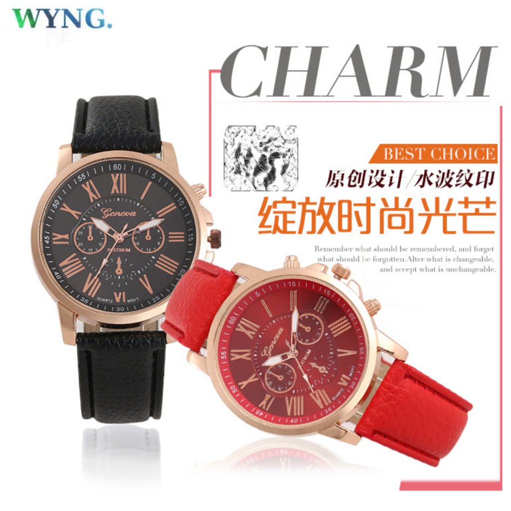 WYNG - Jam Tangan Pria Wanita Quartz - Geneva Kulit