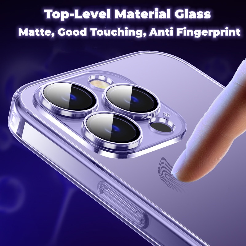 Case Tempered Glass Matte Transparan Shockproof Cover iPhone 14 Plus 14 12 13 pro max 14 pro max