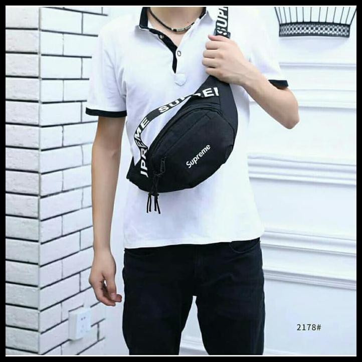 L63L Tas Selempang Waistbag Pria Wanita Supreme / Tas Pinggang Supreme Ori - Biru 3Cbu