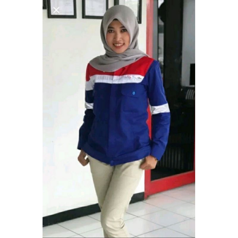 BAJU PERTAMINA FREE LOGO K3 BENDERA RESLETING MERAH BIRU SERAGAM SAFETY KAIN ADEM TEBAL PREMIUM