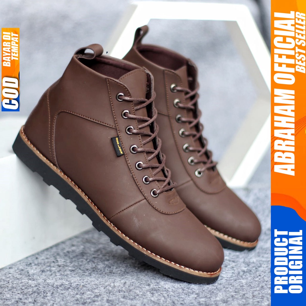 ABRHM x BARA Sepatu Boots Casual Pria Kulit Sintetis Kasual Boot Kerja Cowok Original