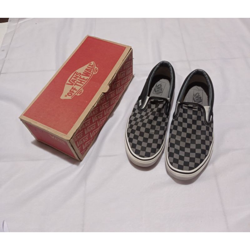 jual vans checkerboard slip on second