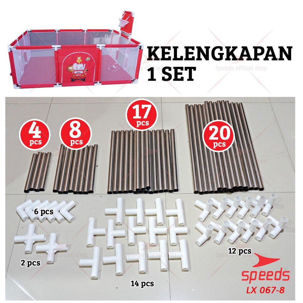 SPEEDS Kolam Mandi Bola Keranjang Mandi Bola Mainan Tenda anak Playpen 067-8-8