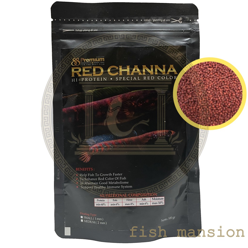 88 PREMIUM red channa pakan ikan predator chana fish food pellet